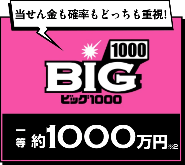 当せん金も確率もどっちも重視！ ビッグ1000 一等約1000万円※2